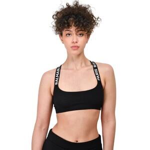 Balmain Logo Strap Cross Back Pullover Sports Bra Black White Women's Size 34